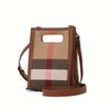 Aidrani Modische Damen-Karotasche, aus Canvas- und Rindsledermaterialien, karamellfarben, Mini-Hand-Crossbody-Tasche