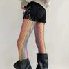 Y2K Rainbow Fishnet Stockings Dopamine Sexy Mesh Stockings Breathable Hollowed Out Pantyhose  Party