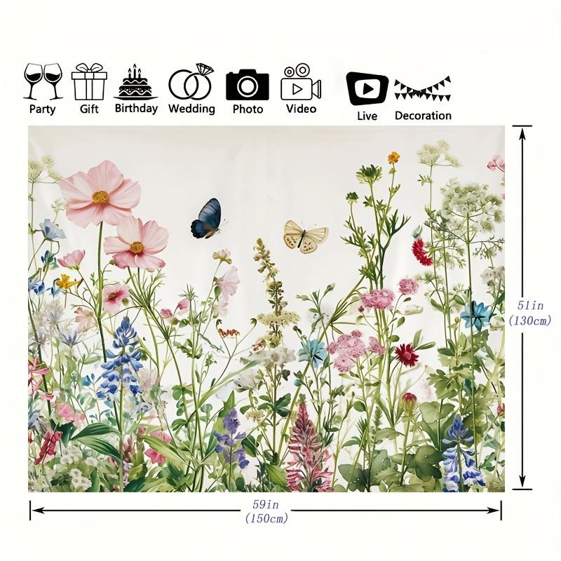 1Pc Vibrant Floral and Plant Background Decoration - Durable Polyester Photo Prop for Unforgettable Parties