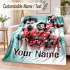 Personalisierte Flanelldecke mit Mohamed Salah Aufdruck Warme Gemütliche Decke für Zuhause Sofa Bettwäsche