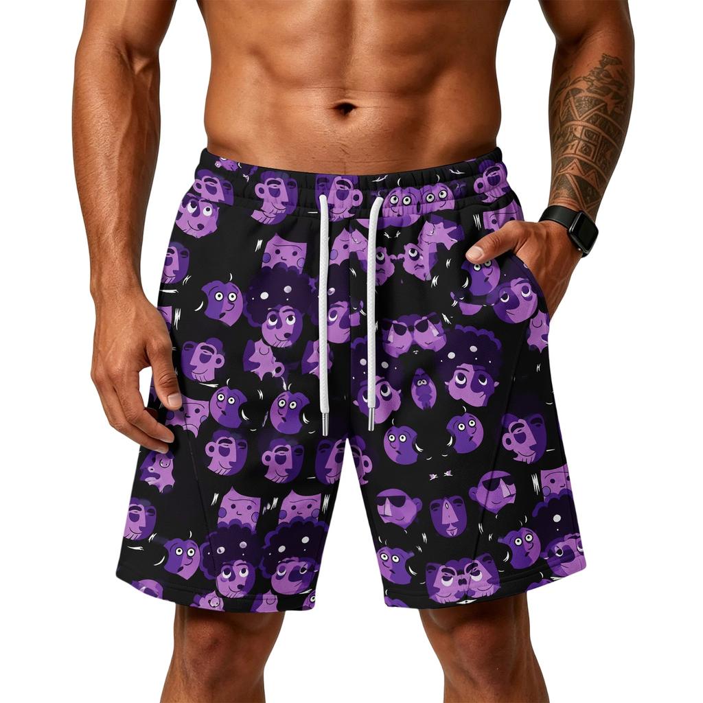 Men’s Layer Loose Shorts with Pockets Camouflage Print Drawstring Waist Gym Training Beachwear