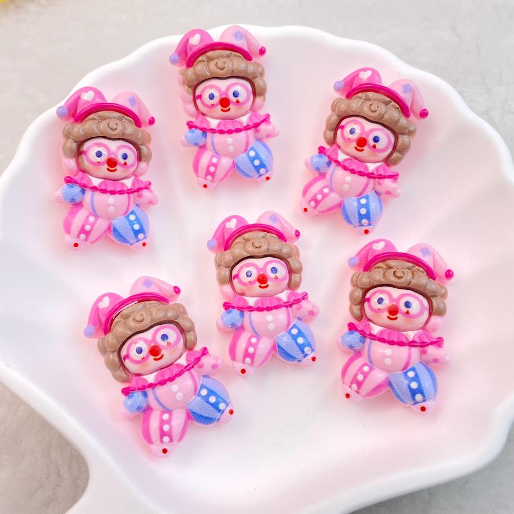10 Pcs New Cute Bright Cartoon Circus Joker Series Resin Clip Book DIY Jewelry Hairpin Headrope Decoration Craft