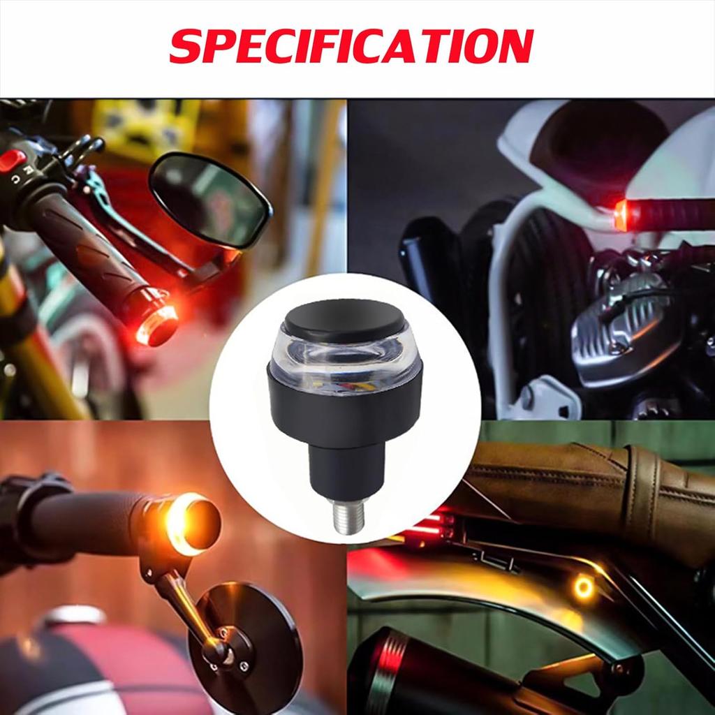 2 PCS Motorcycle Handle Bar End Light Dual Color Turn Signal Light Grip Plug Side Marker Lamp Direction Indicator Lights 12V Daytime Running Lights