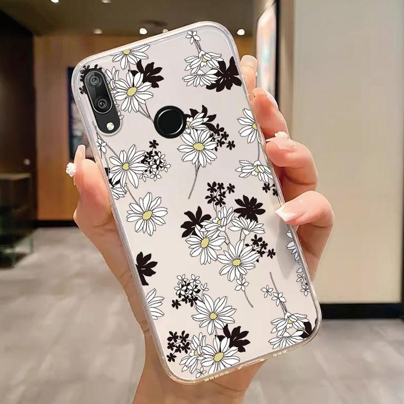 For Huawei Y7 Prime 2019 Y7 Pro 2019 P Smart Z Honor 9X Case Phone Cover Oil Butterfly Flower Heart Clear Bags Fundas Silicone