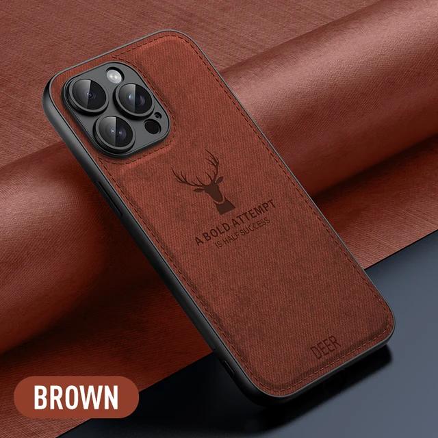Soft Deer Head Shockproof Silicone Bumper Case For iPhone 15 14 13 12 11 Pro Max 7 8 6 S Plus SE Leather TPU Back Cover