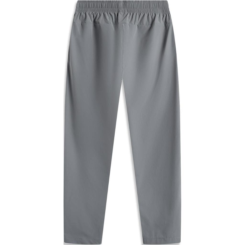 Li Ning Wade Series Solid Color Mid Waist Drawstring Comfortable Moisture Wicking Straight Leg Knitted Sports Pants Men pants Shadow-Gray AYKU583-2