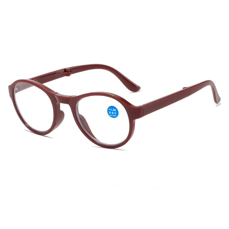 Fashionable Folding Reading Glasses for the Elderly with Anti-Blue Light Lenses and Spring Hinges, Includes Protective Case