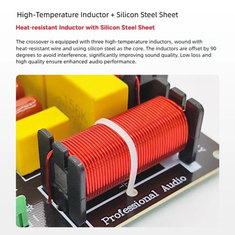Audiophiles Speaker 3Way Crossover OFC Inductors Capacitors and Metal Film Resistors for Superior Sound Claritys