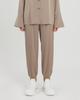 Ramu Studio Dex Office Setup Elastic Waist Silky Satin Elastic Waist Jogger Pants Mocha Dex08Mc