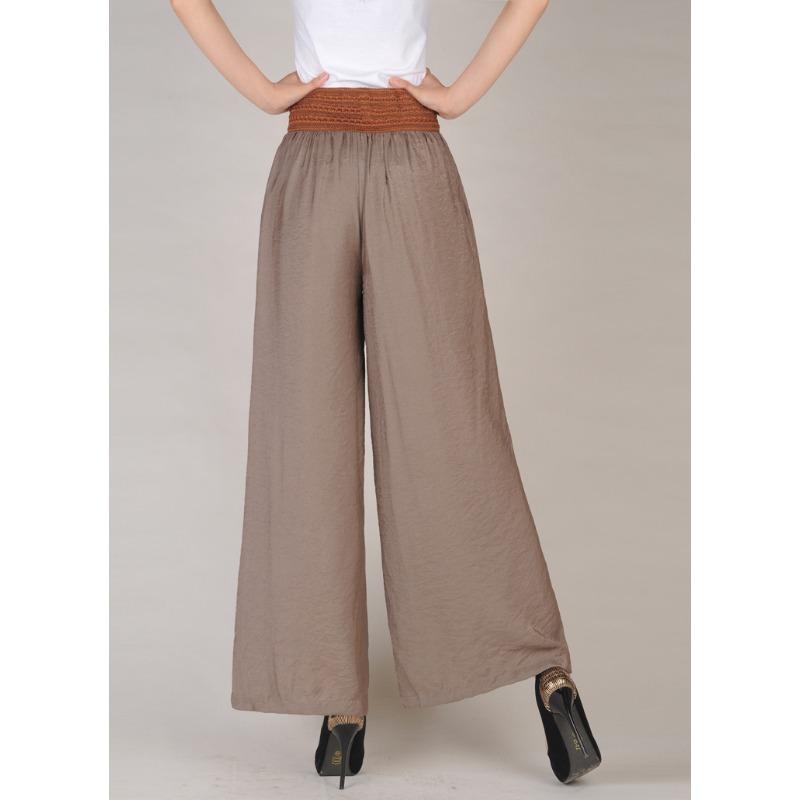 Plus Size Wide Leg Trousers Vintage High Waist Belt Causal Bandage Women's Pants Casual Large Size Pantalon Femme