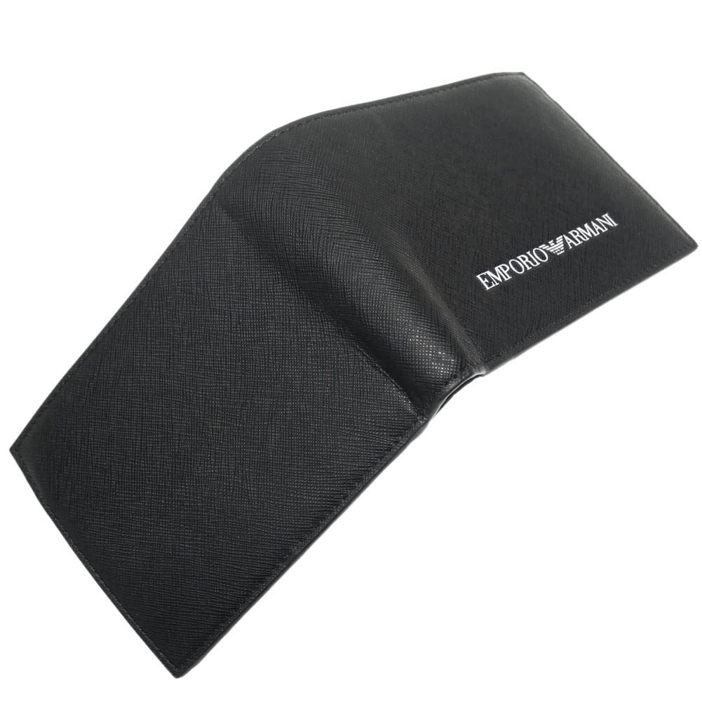 Emporio Armani Bonded Leather Y4R165 Y019V 81072 Men's Bi-fold Wallet, Black, [Used]