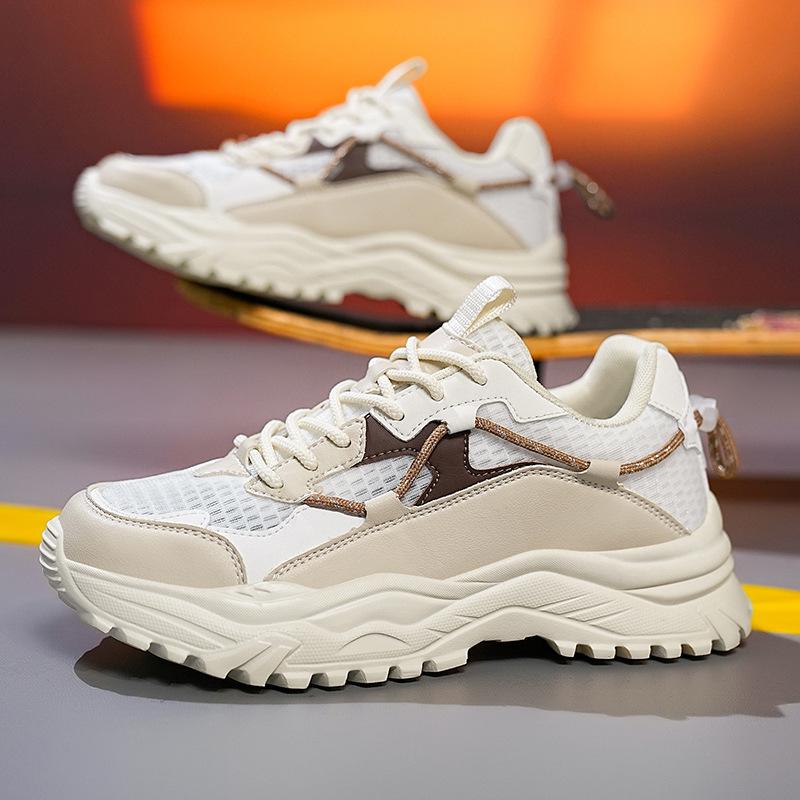 

Spring and Autumn Dad Shoes Men s and Women s Sports Versatile Casual Light Running Student Shoes Couple 46 бежевый
