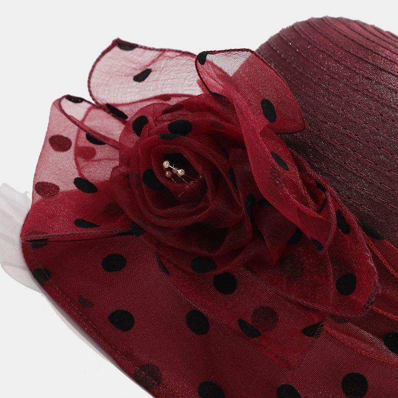 Bucket Hat Women Spring Summer Middle-aged and Elderly Organza Flower Pot Hat Elegant Sun Hat Sun Protection Breathable Mother Cool Hat