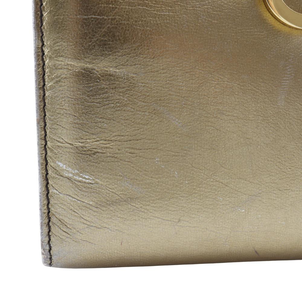 Salvatore Ferragamo ChainShoulder Shoulder Bag AQ214734 Gancini 2-way Clutch Gold Calfskin Women Used