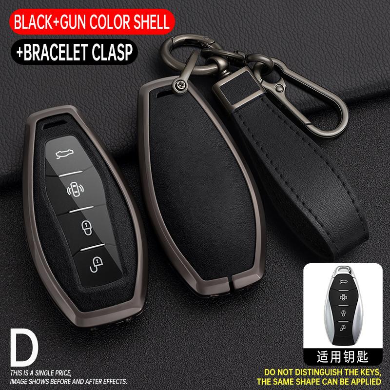4 Buttons Zinc Alloy+ Leather Car Remote Key Case Cover Shell Fob For Faw Hongqi H5 Hongqi H5 Car Accessories