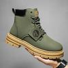 Men's Boots Size 48 Retro British Style High Top Workwear Boots Lace Up Thick Sole Warm Comfort Round Toe Outdoor Leather