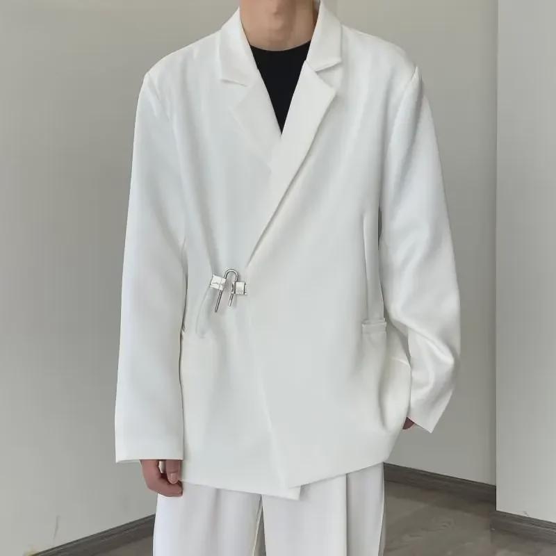 Unisex White Korean Casual Suit Jacket for Autumn/Winter