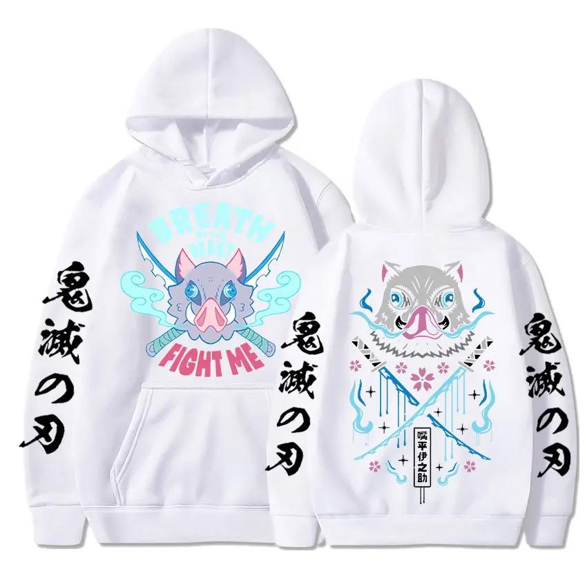 Demon Slayer Anime Hooded Hashibira Inosuke Printed Men Women Hoodies Comfortable Oversized Sweatshirt Harajuku Mlae Streetwear