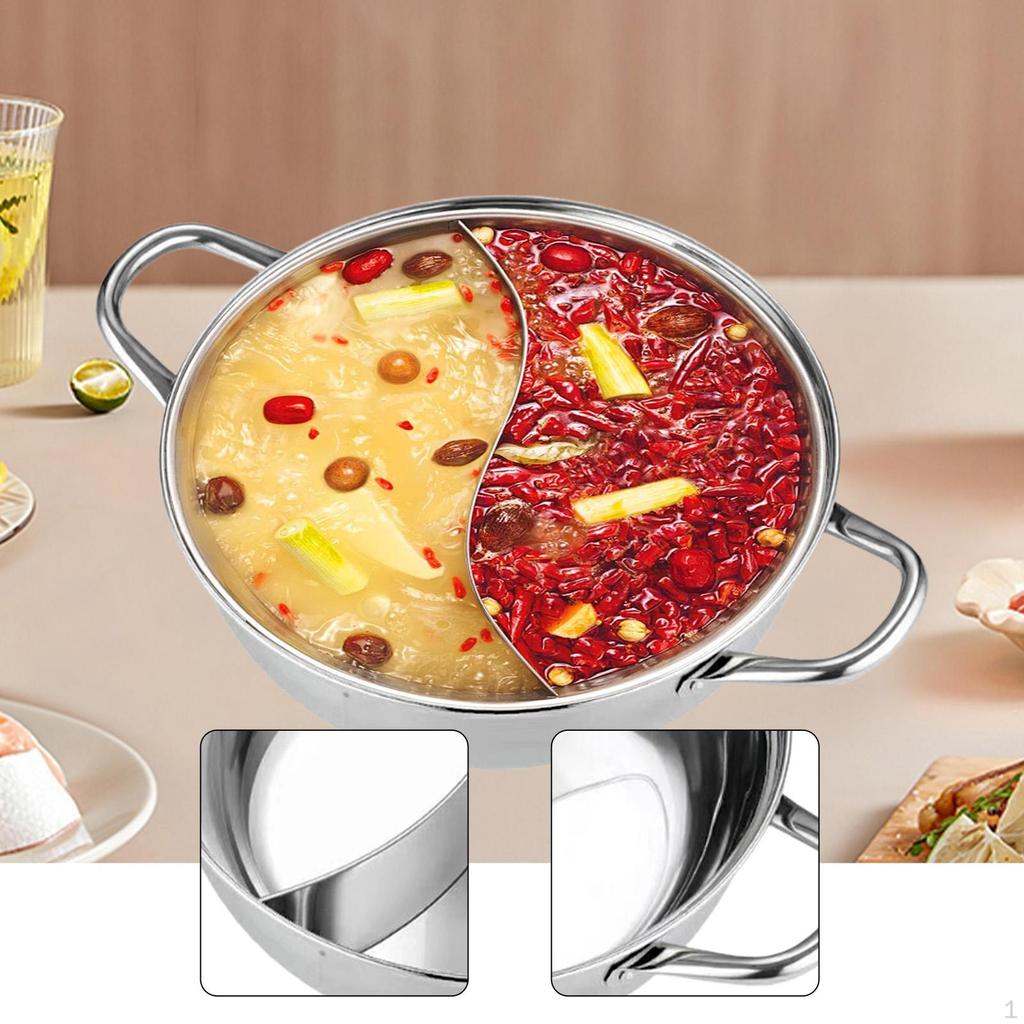 Edelstahlgeteilter Topf Kochen Vielseitig mit tragbaren Griffen Doppelte Geschmacksrichtung Suppe
