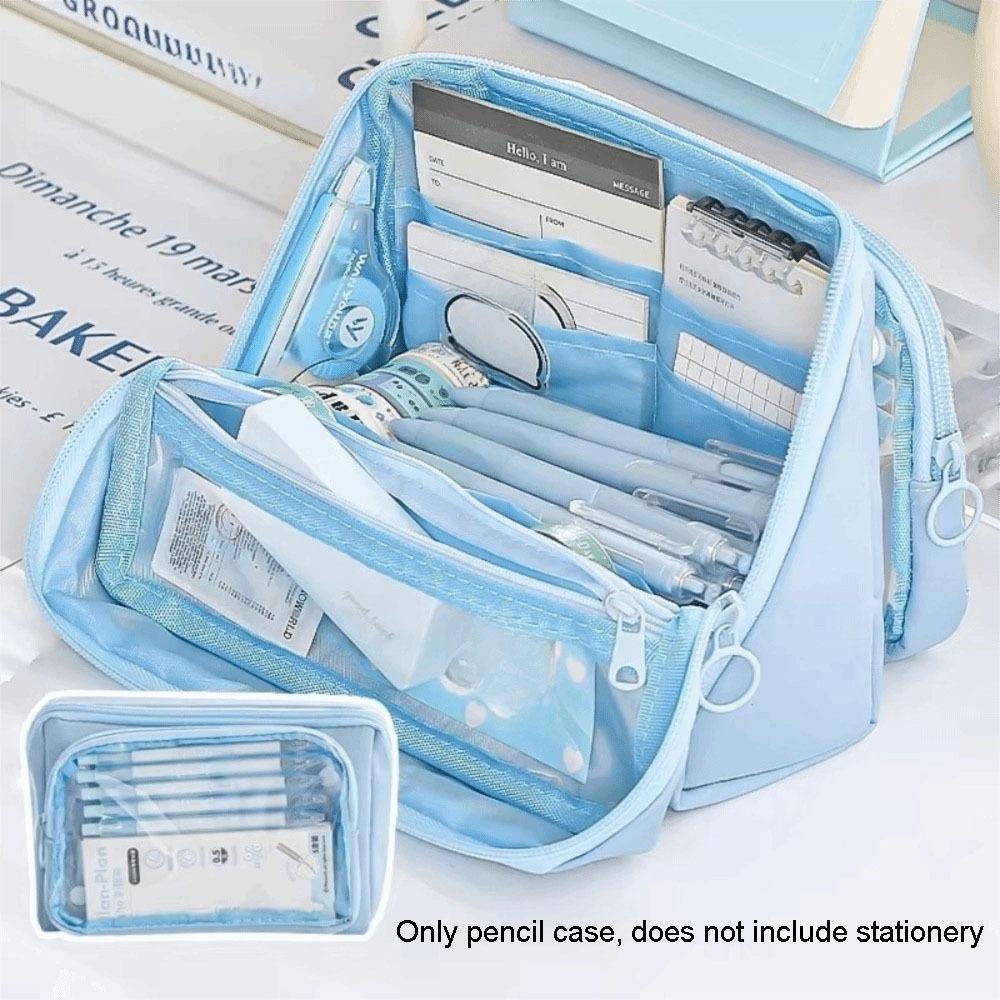 Large Capacity Transparent Pen Bag DIY Stationery Box Cute Transparent Pencil Case  Office