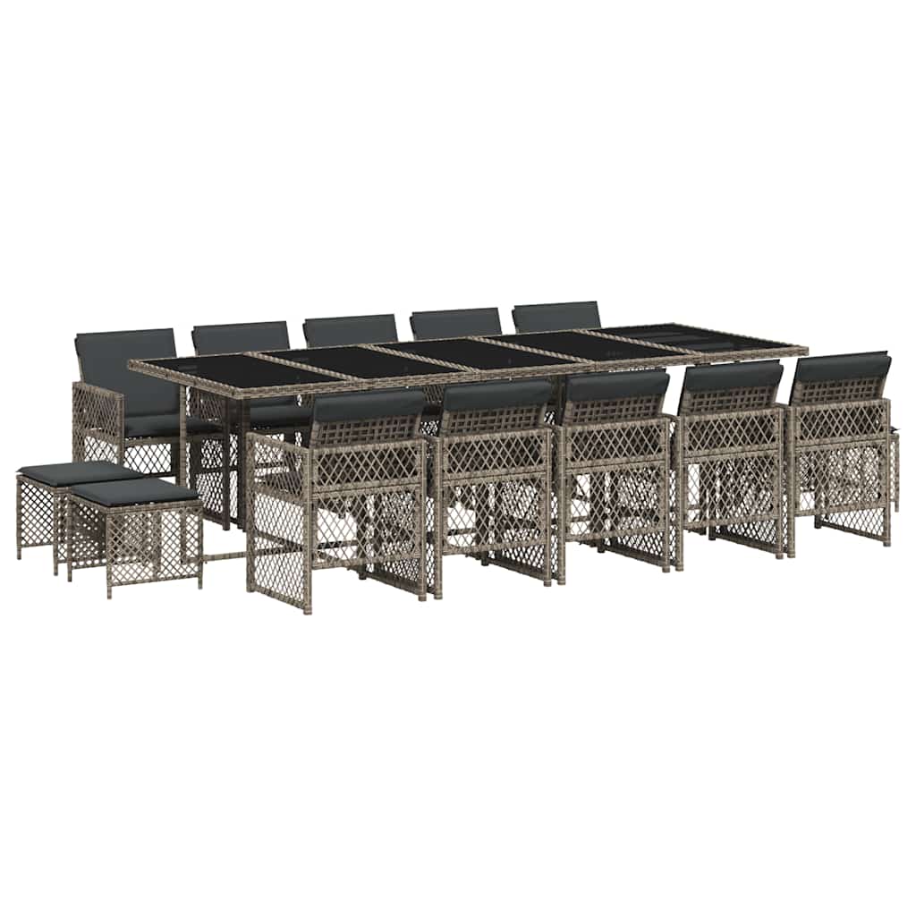 Vidaxl 15-Cz. Zestaw Mebli Ogrodowych Z Poduszkami, Szary, Rattan Pe
