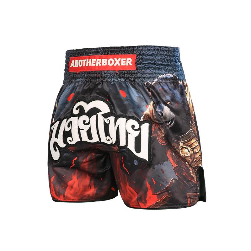 Flame Bear Muay Thai Shorts Men s and Women s Free Fighting Pants Fighting Martial Arts Shorts S
