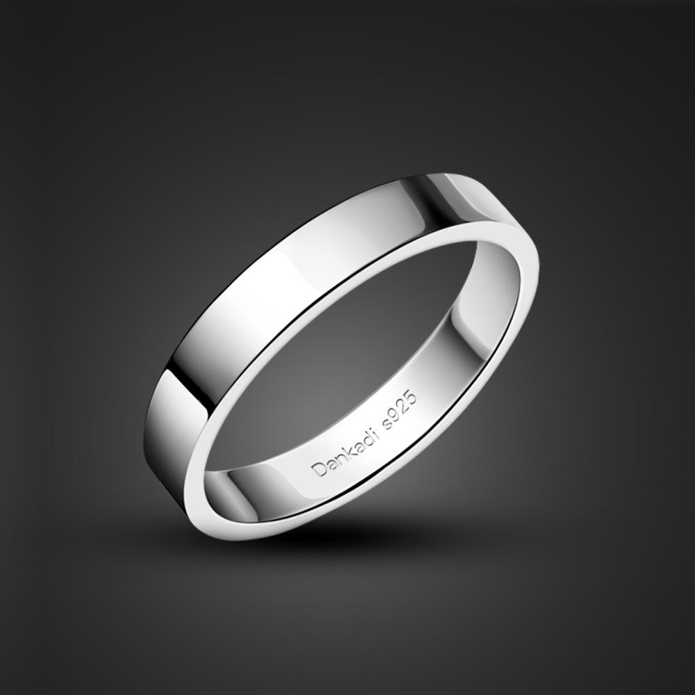 Simple Smooth Flat Top Ring S925 Silver Male And Female Couples Wedding Ring Single Ring