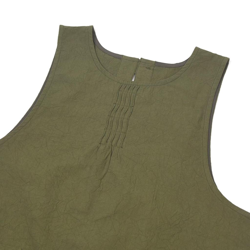 Seersucker Washer Pintuck [Kusuguru Japan] Apron, Apron, K103-13, Khaki, M-L