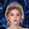 Gold Plated Water Drop Crown Shiny Rhinestone Bridal Tiara Elegant Queen Crown  Pageant