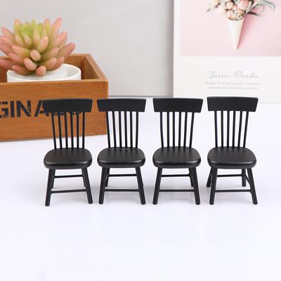 1:12 Puppenhaus Restaurant Mini Esstisch Essen Schwarz Tisch Stühle Szene Modell