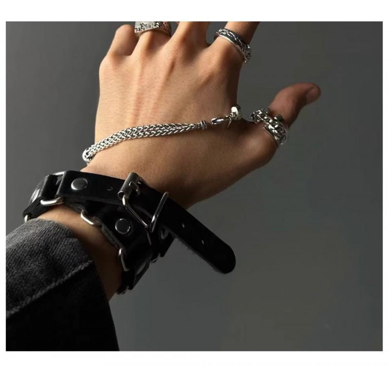 Adjustable Open Ring Men Women Vintage Geometric Design With Twisted Chain Detail Copper Electroplated Unisex Jewelry