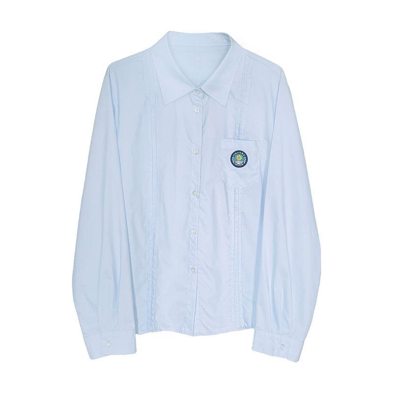 

Original Water Blue Japanese College Style Long Sleeve Shirt Aqua Blue Long Sleeve Shirt XL