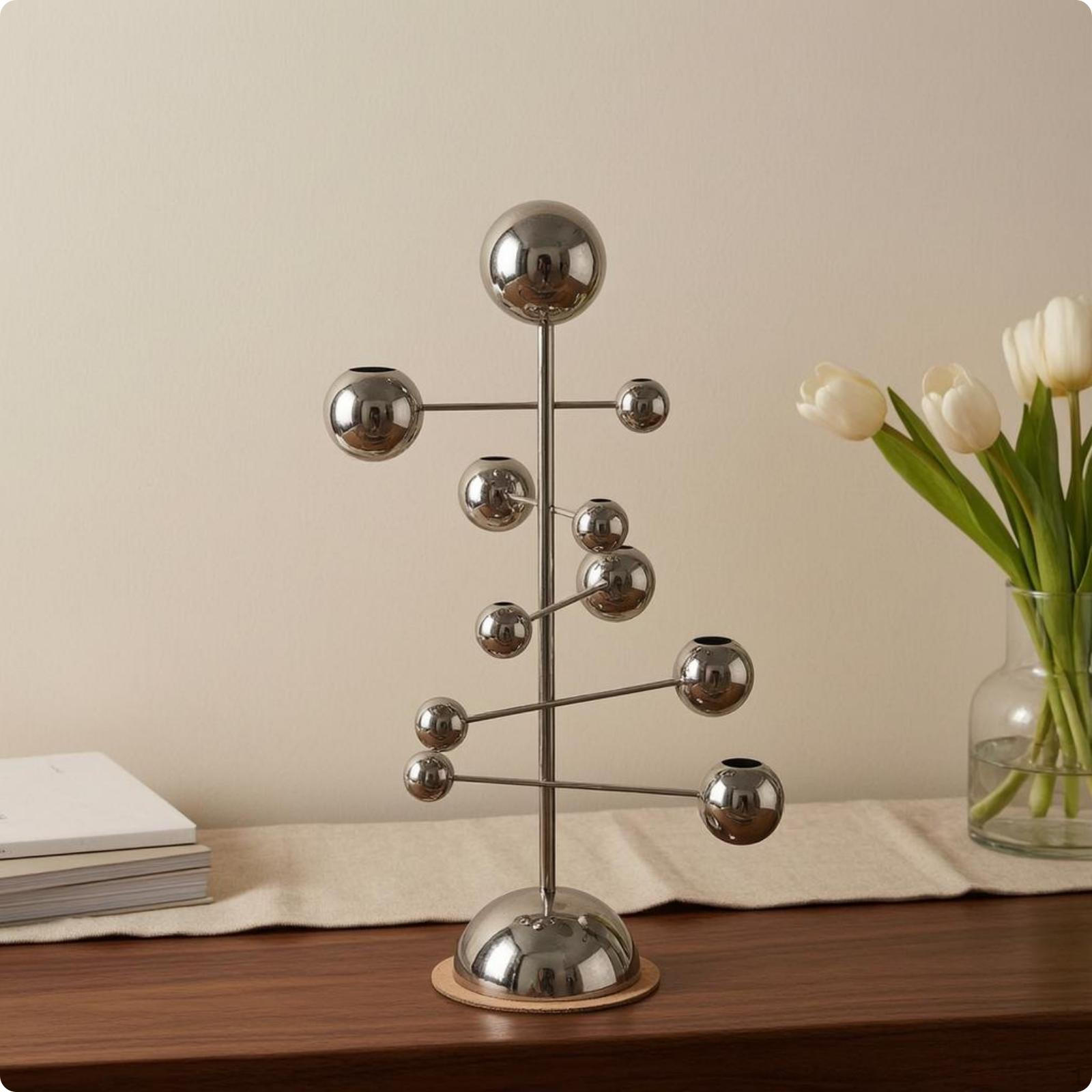 Metal Geometric Candle Holder Sculpture Modern