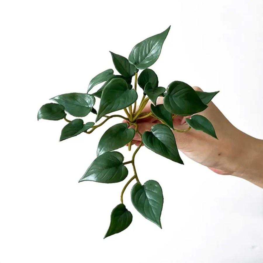 Soft Glue Artificial Plant Green Plants Wall Faux Copper Coin Grass Home Office Wall Hanging Succulent Plants Leaves Home Office