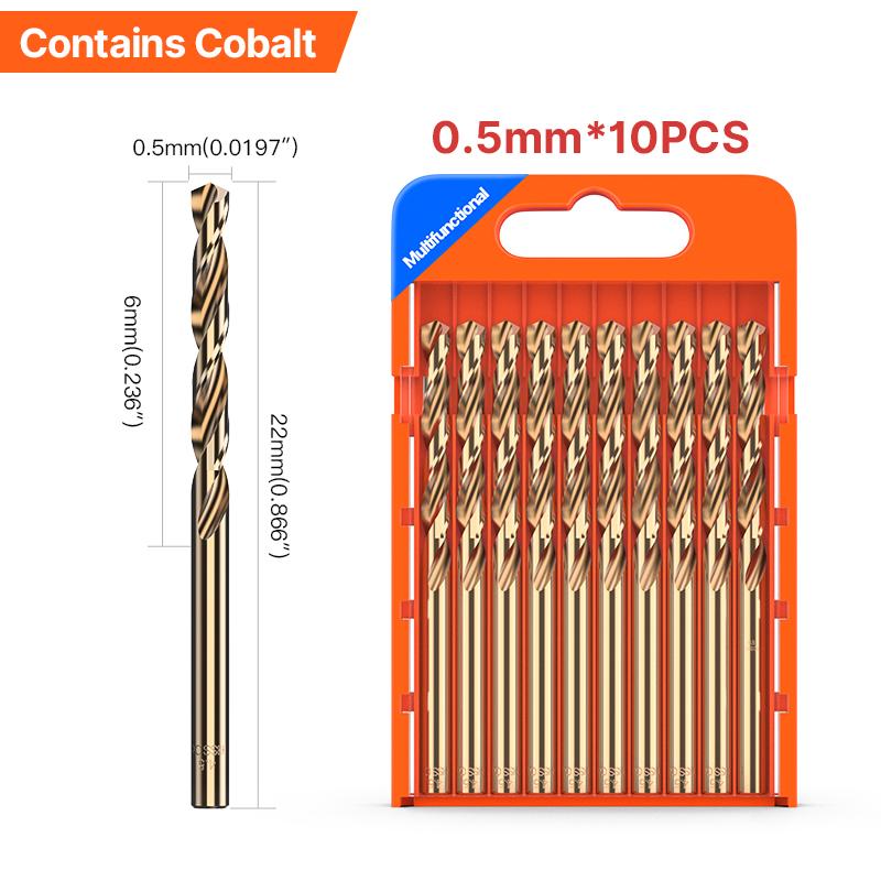 

LIDIAO 5/10 шт. Набор сверл M43 из кобальта, спиральное сверло HSS 0,5–13 мм, инструмент для сверления металла и нержавеющей стали