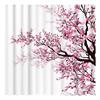 Pink Cherry Blossom Peach Blossoms Shower Curtain Set Flowers White Background Girl Bathroom Polyester Cloth Screen 12 With Hook