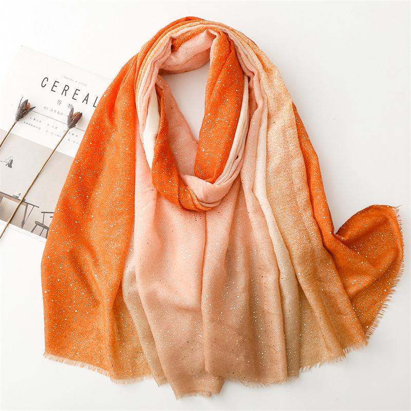 

Autumn And Winter Cotton And Linen Scarf Gold-Stamped Circular Mud Dot Gradient Silk Scarf Warm Shawl Ladies 180x90cm