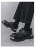 Men's Plus Size Leather Shoes - Autumn/Winter, Thick Sole, Height Increasing, British Style, Casual Buckle Trend