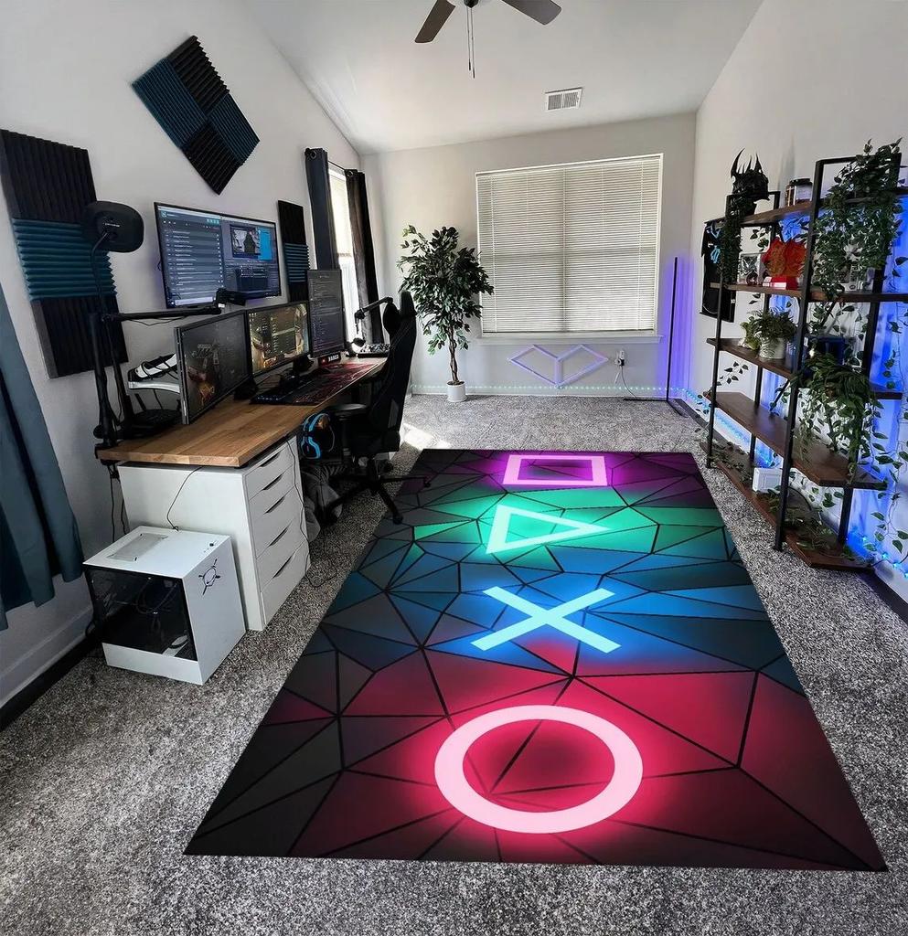 VIKAMA Cartoon Game Controller Rug Non-Slip Floor Mat for Living Room Bedroom Kids Play Room Large Area Carpet Soft Comfortable