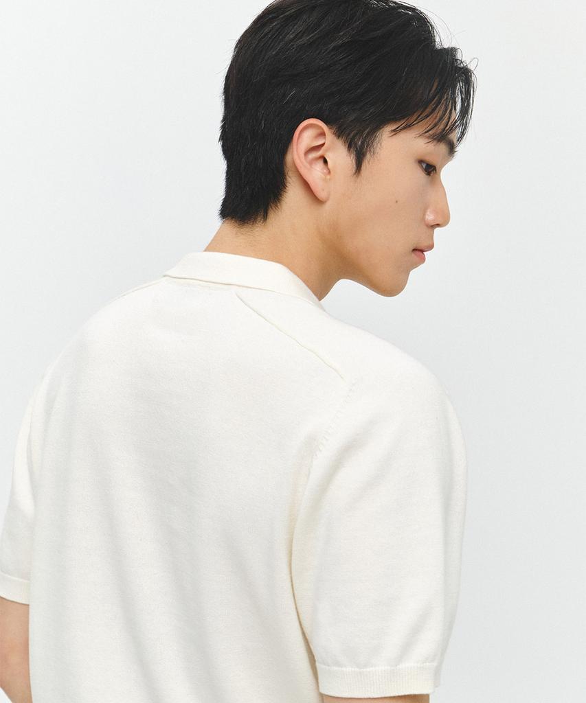 ECORR Front Cable Crop Short Sleeve Knit Cardigan_Ivory