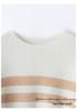 Women's Knit Striped Base Layer Shirt, Long Sleeve, Loose Fit, Warm, Versatile, Round Neck, Cashmere Sweater for Autumn/Winter.