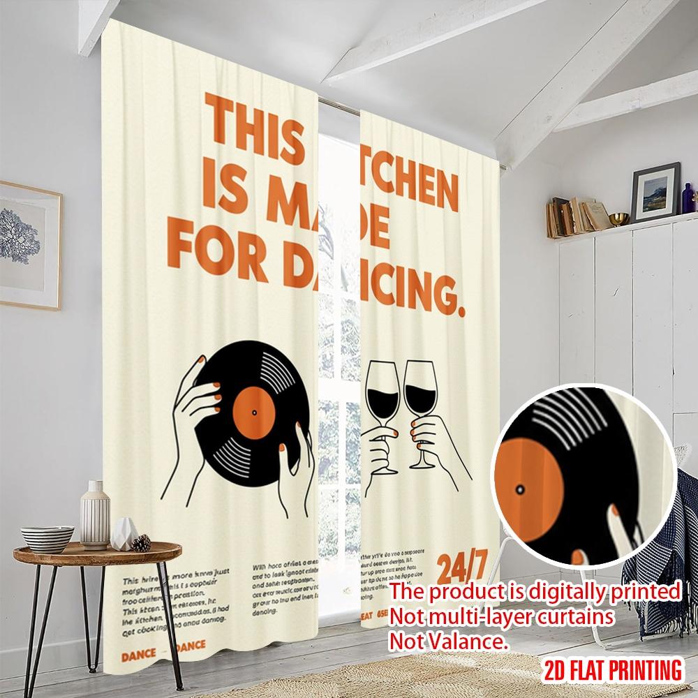 2pcs 2D flat printing Party Window Curtains Kitchen Dancing Party Wine 100% Polyester Without Electricity Birthday Party Perfect