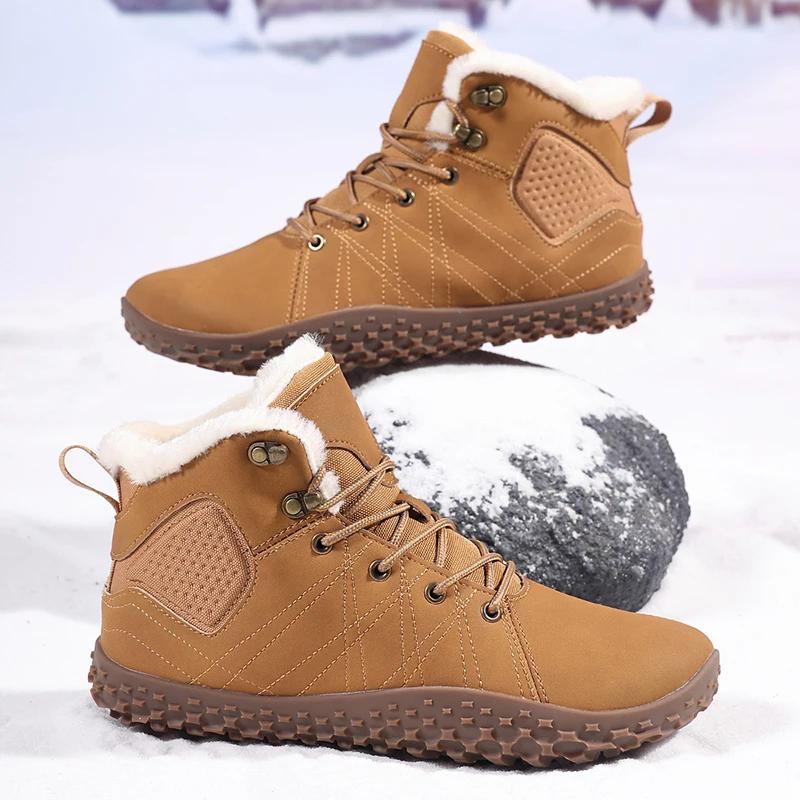 Neue Winter Herrenstiefel Wasserdichte Schneestiefel Outdoor Rutschfest Barfußstiefel Winter Warm Lässige Sneaker Plüsch Warme Baumwollschuhe