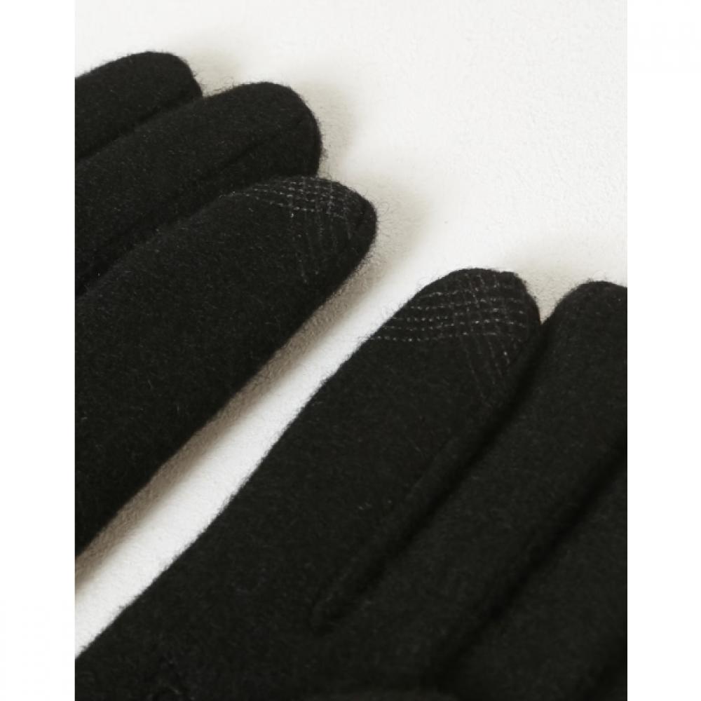 Daks Black Wool Dachshund Embroidery Smartphone Touch Gloves Dcgv5f203bk
