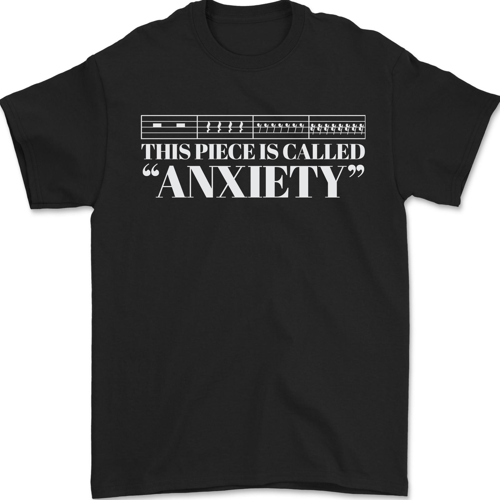 Anxiety Music Musical Notes Piano Guitar Mens T-shirt Cotton XXL