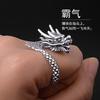 Adjustable Dragon Ring Men Women Vintage Style Plated Open Finger Zodiac Animal Geometric Design