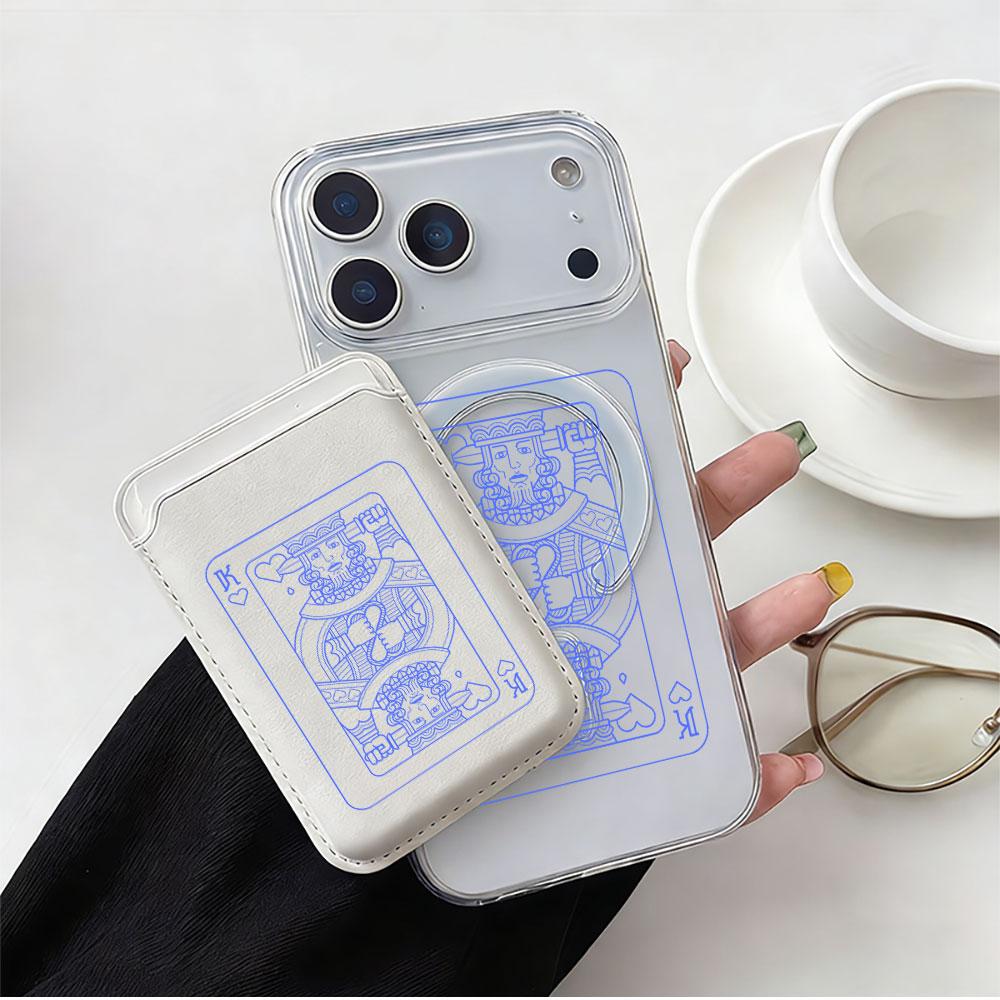 Poker Pattern For Magsafe wallet Magnetic Card holder Phone Case For iPhone 16 13 16 15 12 14 17 Pro Max Case 16E 15 Plus Cover