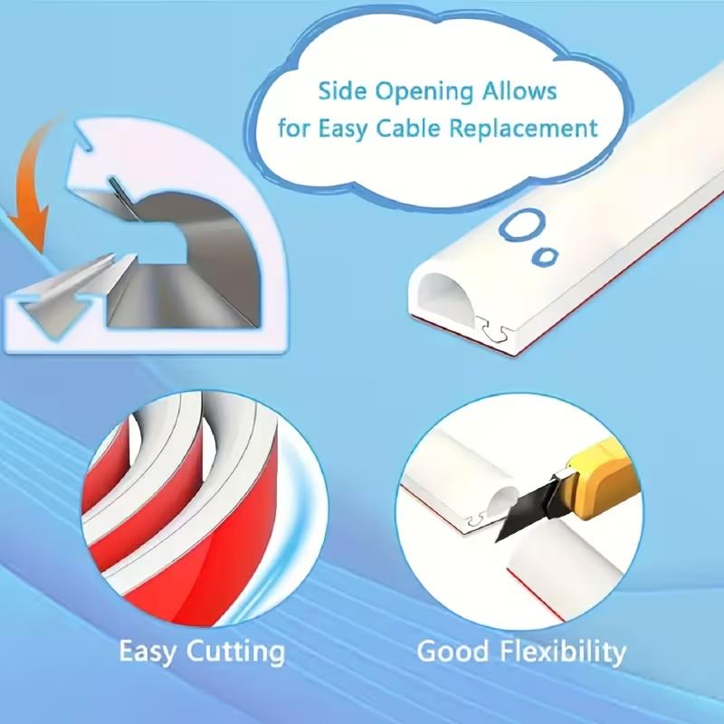 1PC 1/2/3meters Flexible Floor Cable Cover Cord Self-Adhesive All Cord Hider Internet Wire Duct Duct Slot Cable Manage