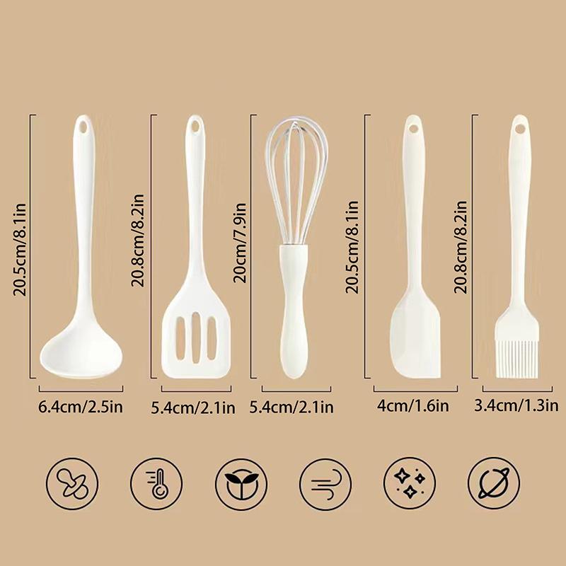 3/4/5 Pcs Silicone Baking Set Cake Cream Spatula Scraper Kitchen Household Egg Whisk Barbecue Oil Brush Gadget Kitchen Supplies