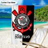 1PC Custom Name Beach Towel Corinthians Crest Purple Beach Towel, Suitable for Camping, Travel, Beach Accessories, Super Absorbent, Family Gift